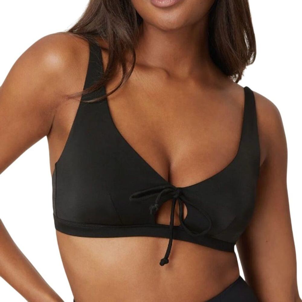 Andie Swim The Crete NWOT Sample Women's Black Front Tie Bikini Top Size S 2405